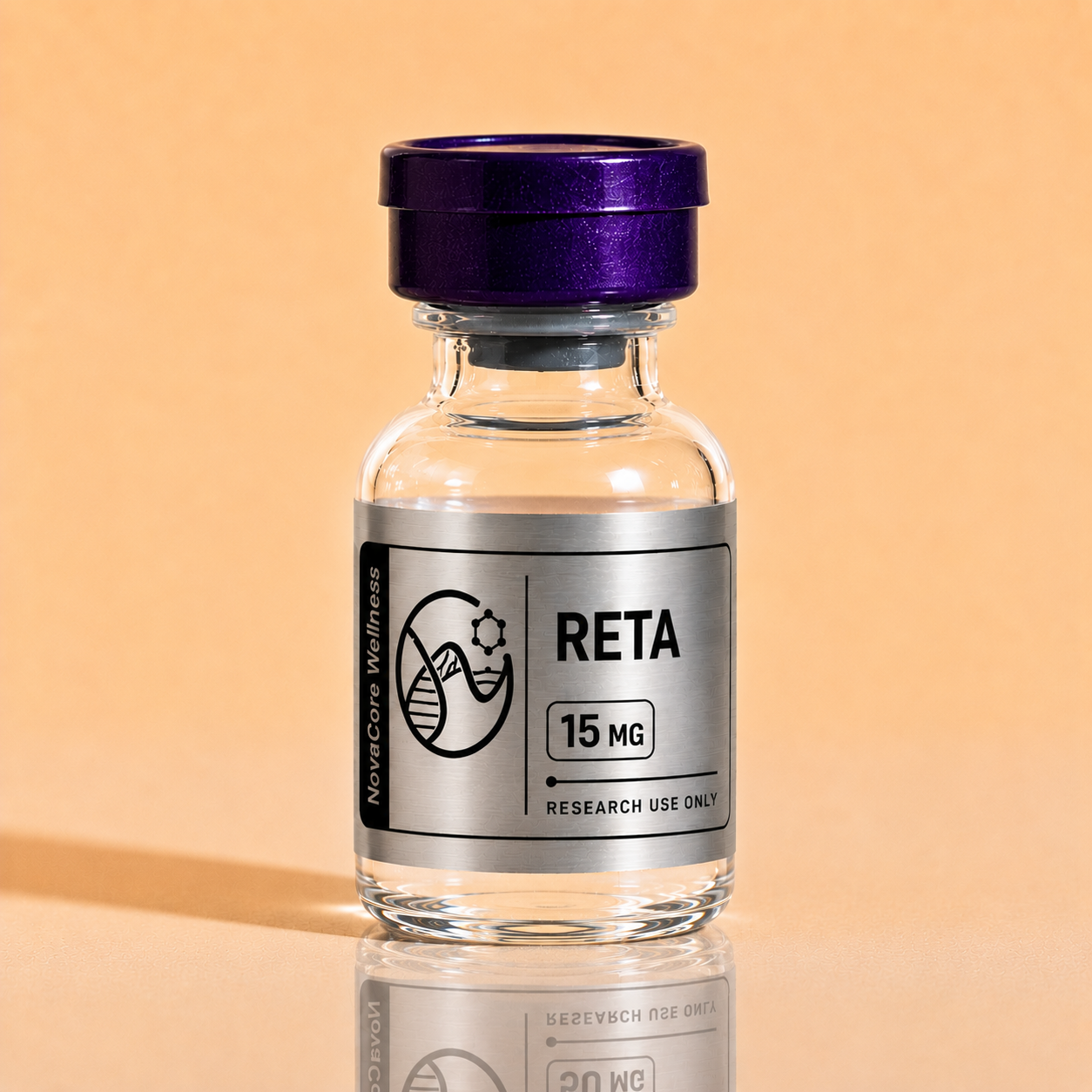Retatrutide research vial with purple cap