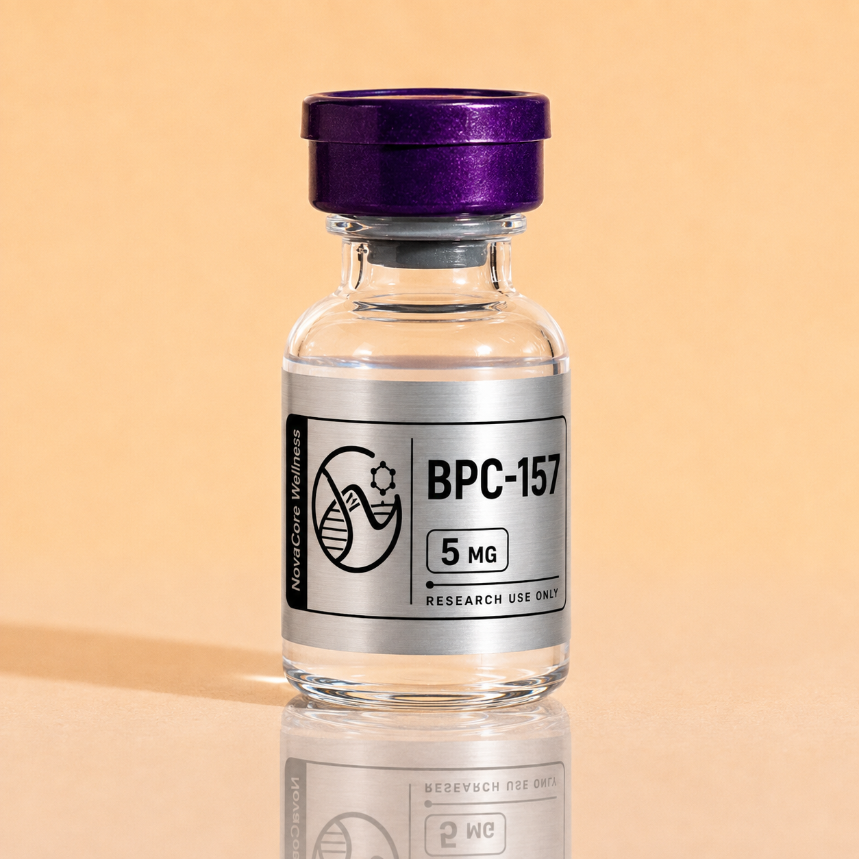 BPC-157 research vial with purple cap