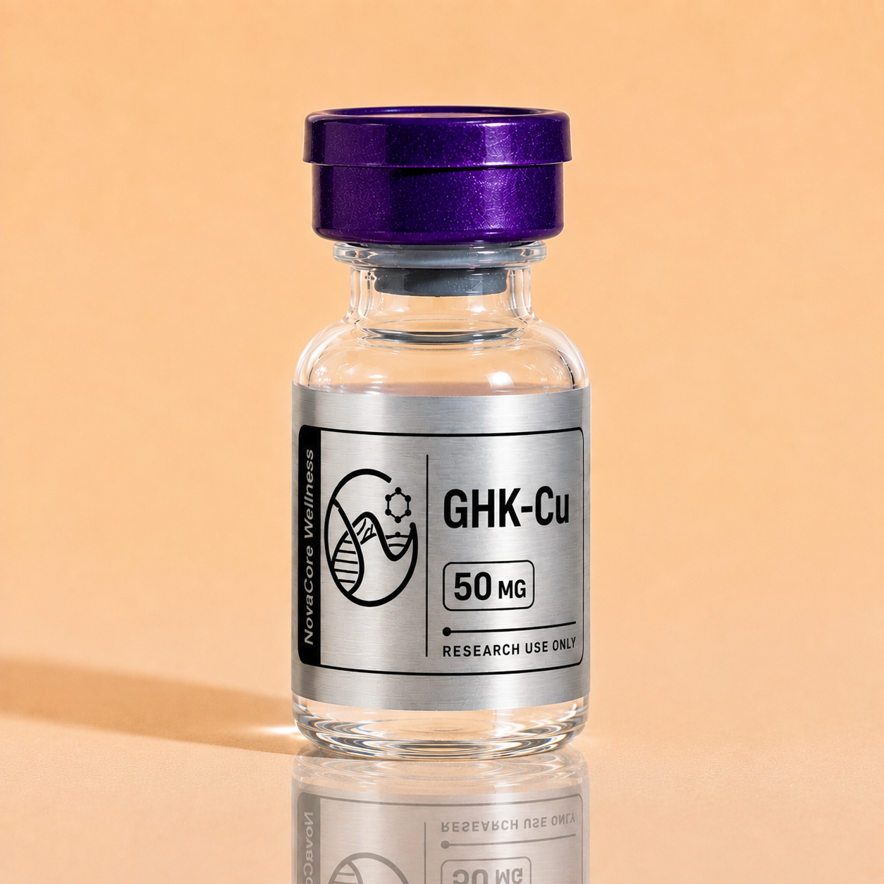 GHK-Cu research vial with purple cap